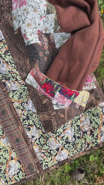 "Kangaroo Paw" Upcycled Quilt Coat - M/L