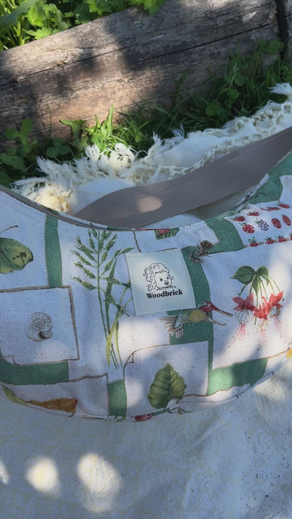 "Flora and Fauna" Upcycled Classic Crescent Bag